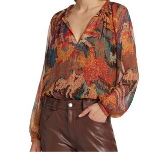 A.L.C. Dana Metallic Striped‎ Top SZ 8